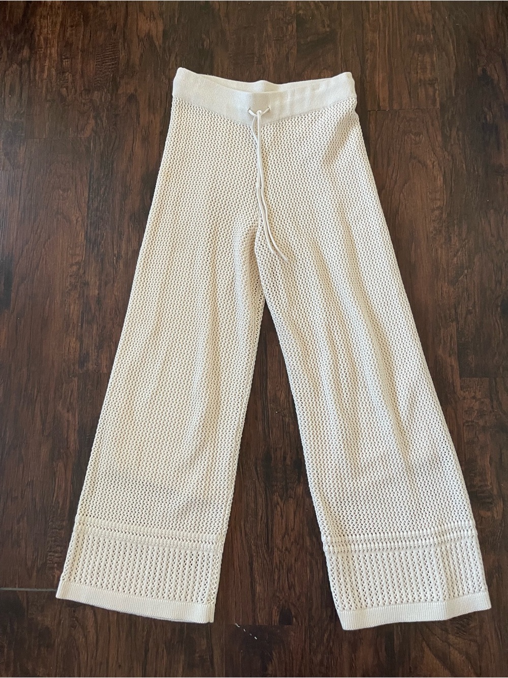 HAVEN WELL WITHIN Ivory/Cream Wide-Leg Knitted Pants 100%Organic cotton Medium